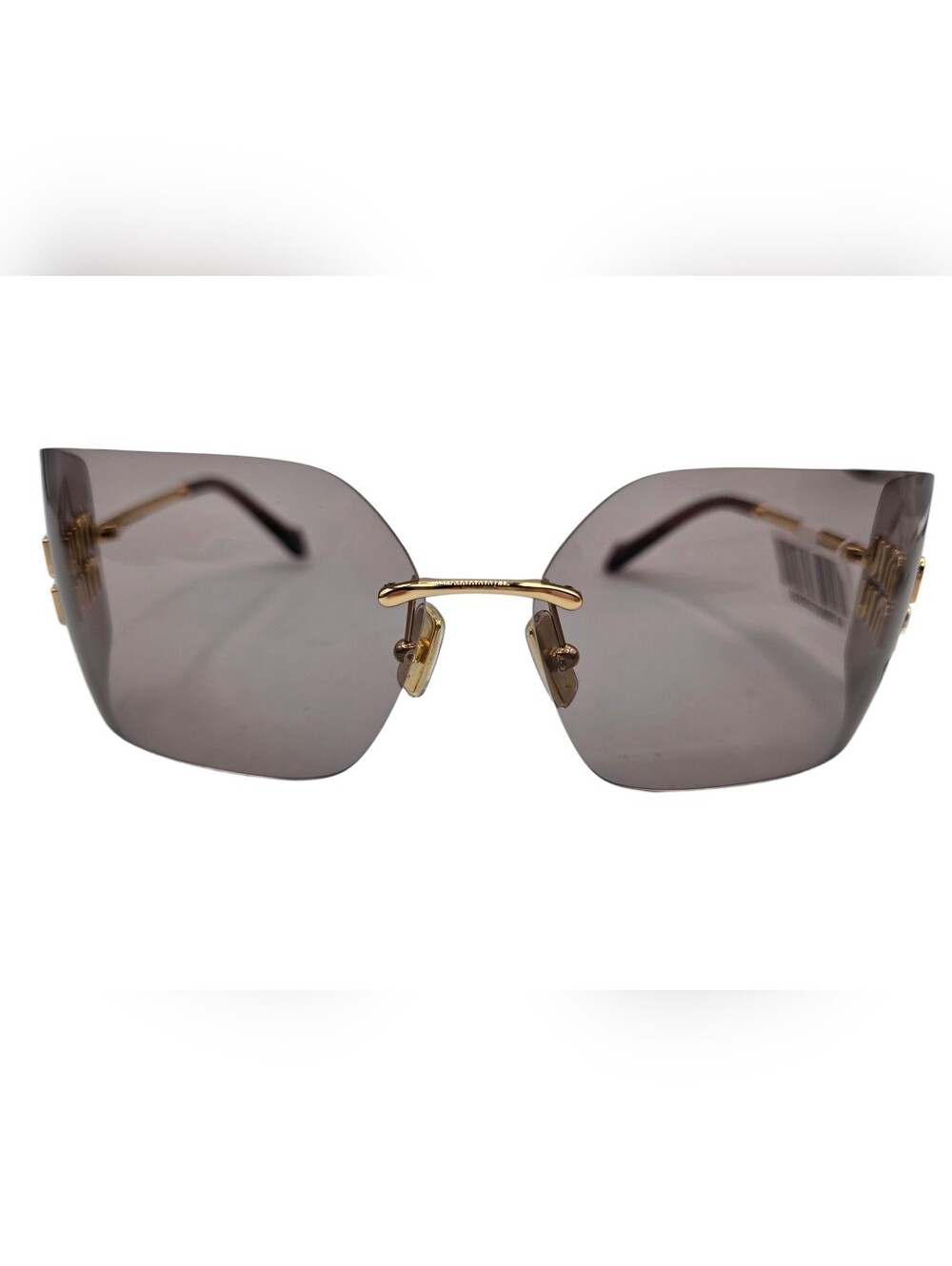 Miu Miu Rimless Sunglasses w/ Gold Bridge and Gray Lenses